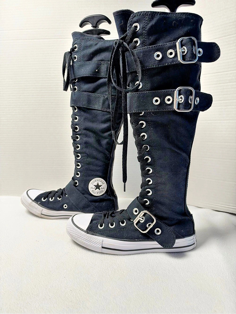 Converse Chuck Taylor All Star XXHi Buckle Knee High Boots Black M4 W6 Y2K Punk